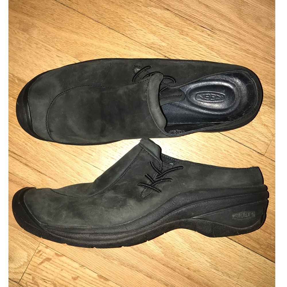 Keen Black Nubuck Leather Mules